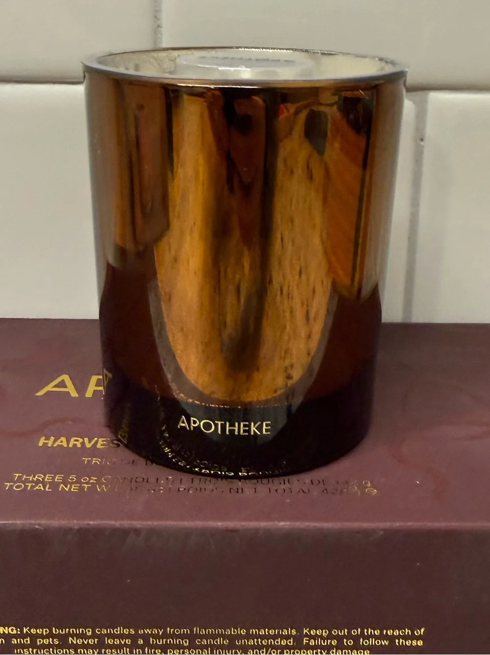APOTHEKE Harvest Petite Candle Trio - Cherry, Pumpkin, & Juniper (New In Box)